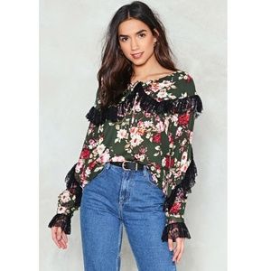 Nasty Gal Time for a Trim Floral Blouse